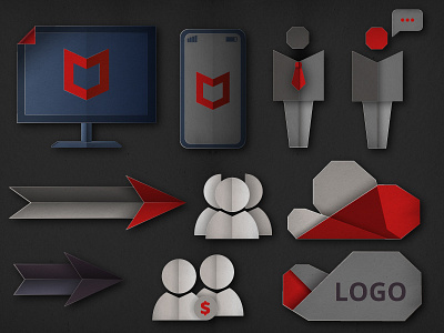 Paper Icons arrow cloud computer icon paper person phone red smartphone texture tie