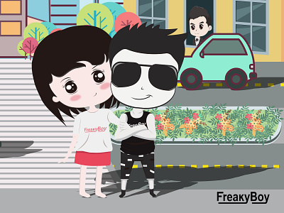 Freakyboy Girl 品牌 应用 插图 设计