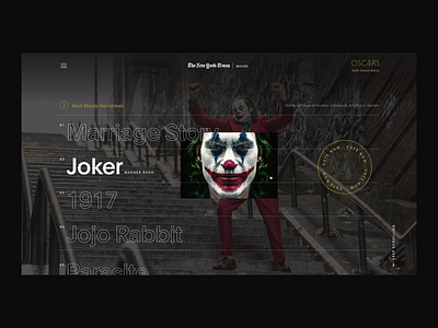 —NYT, Oscars nominees design hero hero image hero section joker joker movie landing landing design landing page landing page design landingpage oscars ui ui design uidesign uiux web web design website website design