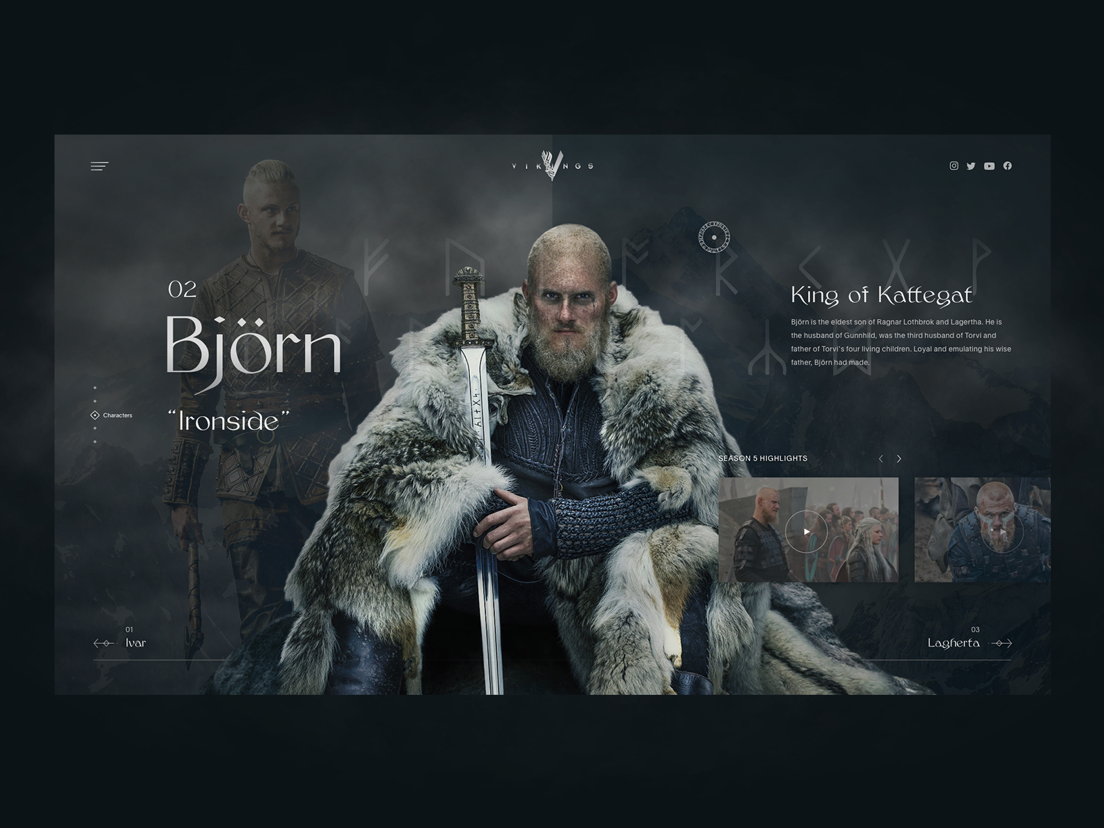 Björn, Vikings website by Norali Emilio on Dribbble