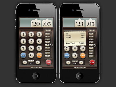 Tip Register calculator cash register ios mobile skeuomorphic