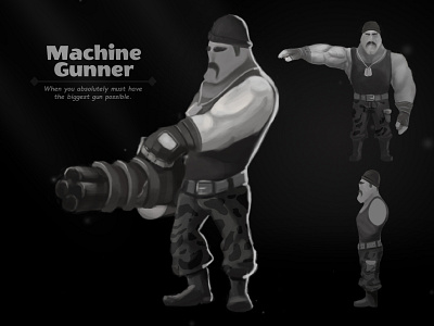 Machine Gunner character characterdesign digital paint digital painting game game art game art asset game asset game atist game design gamedesign illustration machine gunner mobilegame mohamadbeheshtirad nft stylized game ui video game video game art