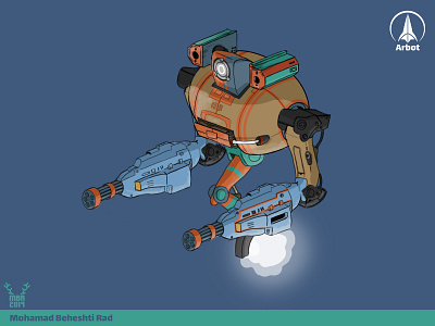 Gatling gun character characterdesign design gamedesign illustration mohamadbeheshtirad robot