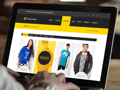 Team Page of Fitness Club Website big bold bootstrap3 dark fitness html respondive template yellow