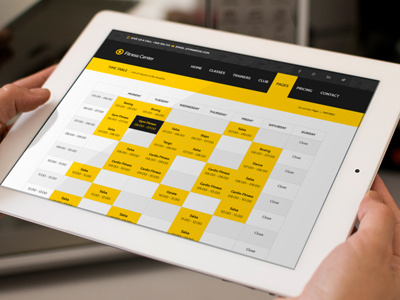 Timetable of the GYM Website bold gym sport timetable website yellow