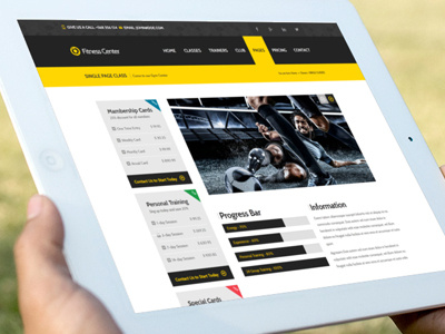 Single Page for Trainers and Classes big bold bootstrap3 dark fitness html respondive template yellow