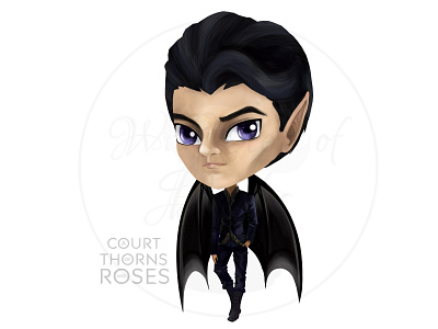 Illustration of Rhysand from A Court of Thorns and Roses 2d 2d art acortofthornsandroses art bookmark character art chibi chibi illustration comision illustration photoshop rhysand wacom