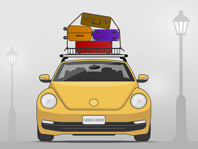 Going home car illustartion vector