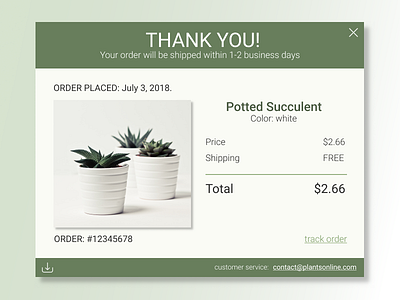 Daily UI Design Challenge- #017 E-mail Receipt daily ui email receipt green succulents