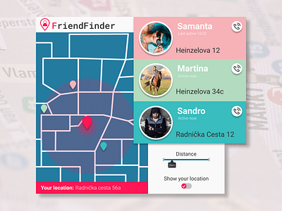 Daily UI Design Challenge- #020 Location Tracker daily ui figma friend finder location tracker