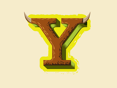 36 Days of Type -- Y for Yak animal alphabet illustration letter y yak