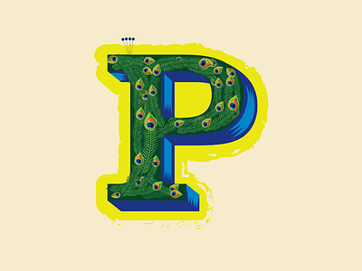 36 Days of Type — P for Peacock 36 days of type animal alphabet branding illustration letter p lettering logo peacock