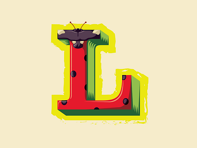 36 Days of Type — L for Ladybug 36 days of type animal alphabet branding dots illustration ladybug letter l logos logotype vector