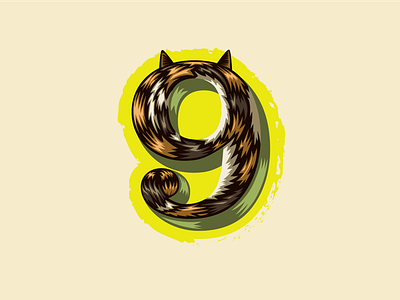 36 Days of Type — 9 for 9 Lives 36 days of type animal alphabet branding calico cat cats illustration lettering logo number 9 typography