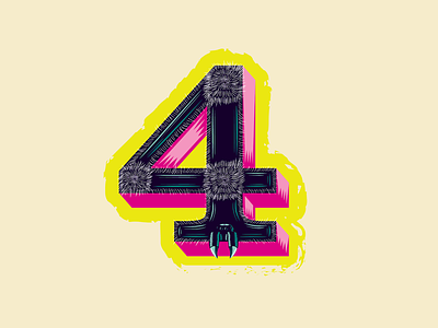 36 Days of Type — 4 for 4 Eyes 🕷 (jumping spider) 36 days of type animal alphabet branding icon illustration insects jumping spider lettering logo logos number 4 spiders typography