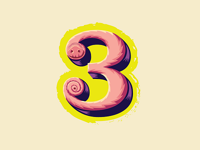 36 Days of Type — 3 for 3 Little Pigs 🐷 3 little pigs 36 days of type animal alphabet branding cartoon drawing illustration lettering logo number 3 pigs type typography