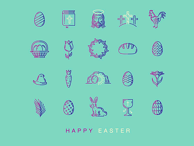 Happy Easter Icons branding christian cross design easter icon icons illustration jesus logo symbols vector