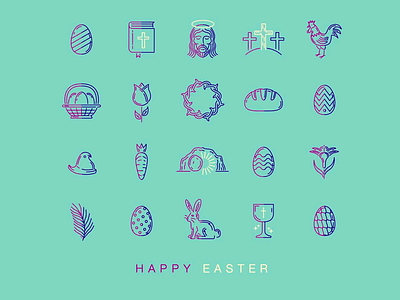 Happy Easter Icons alex burch branding christian cross design easter icon icons illustration jesus logo symbols vector
