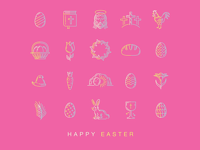 Happy Easter Icons 2 branding christian design easter icons icon illustration jesus logo symbols ui ux vector