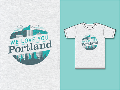 Portland Gear Tee Design Entry branding cityscape illustration logos mountains oregon packaging pdx pnw portland t shirts typography vector