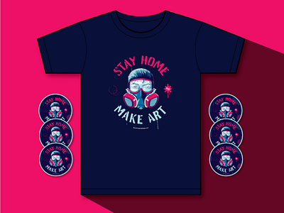 Stay Home Make Art -- Shirts and Stickers art branding drawing illustration lettering logo pink spraypaint type vector