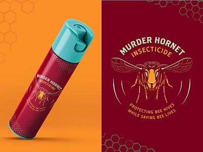 Murder Hornet Insecticide bees branding design hive honeycomb hornets illustration insects logo murder hornet packaging type typography vector