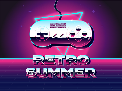 Retro Summer branding design drawing illustration lettering logo metallic nintendo snes type typography vector