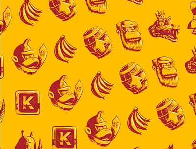 Donkey Kong Country Wrapping Paper Illustrations branding donkey kong donkey kong country illustration snes vector video games