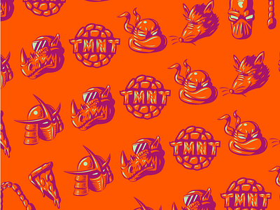TMNT Wrapping Paper 80s arcade branding design drawing illustration logo sega teenage mutant ninja turtles tmnt typography vector videogames