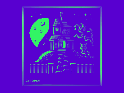 Day 22 | Open app branding design drawing haunted house illustration logo moon owl typography ui ux vector