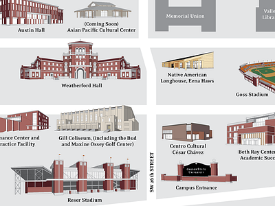 OSU Campus Structures buildings design drawing illustration oregon rendering vector