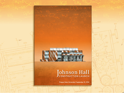 Johnson Hall Graphics chemistry design illustration invitation mechanical orange