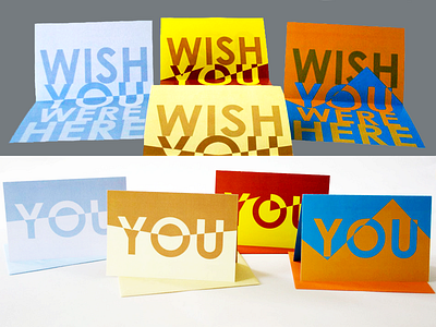 'Wish You Were Here' Cards blue bright cards illustration orange relationships typography