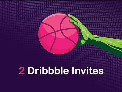 2 Dribbble Invites basketball cartoon dribbble illustration monstars monster pink space jam