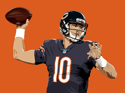 Mitch Trubisky bears blue chicago design drawing football illustration orange quarterback