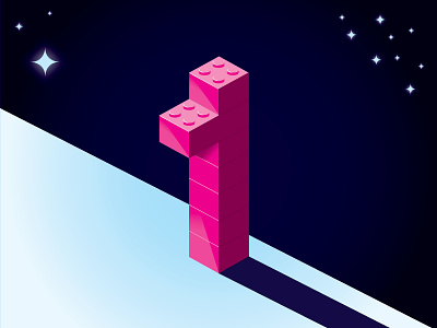 1 Dribbble Invite! blocks dribbble illustration lego pink space