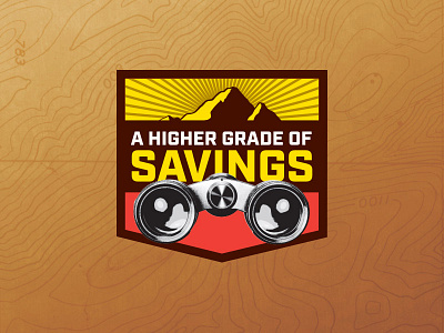 'A Higher Grade of Savings' Promo binoculars branding illustration logo promo