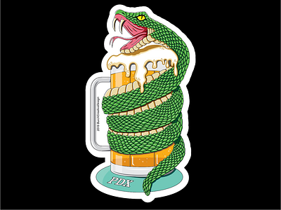 PDX IPA Snake beer branding drawing illustration ipa mug reptiles snake snakes ux vector