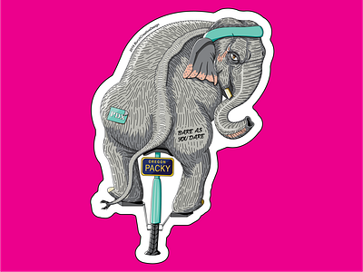 Packy's Last Ride bike branding drawing elephant illustration logo race stickers vector