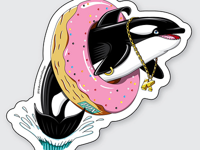 "Cake-O": My Keiko/Free Willy Tribute alex burch animals branding design drawing illustration logo orca stickers vector whale