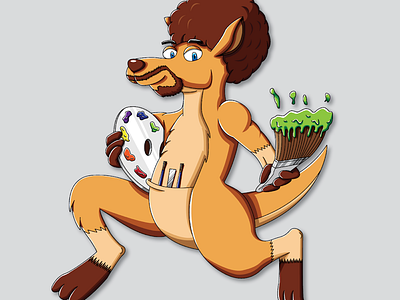 Bob Ross Kangaroo illustration