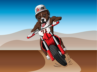 'Swurve Dog' Illustration anime character dirtbike dog drawing illustration motocross vector