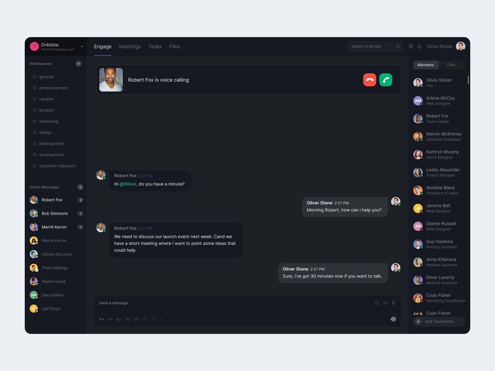 Beam - Open Source Team Communication App by Oliviu Stoian on Dribbble