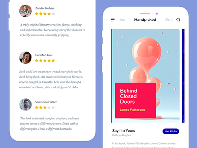Book Review UI app application book card design review store ui user