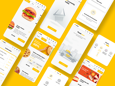 Timo. Food Delivery Service app branding burger car delivery food food delivery service icon iconography icons identity illustration pizza shopping cart timo typography ui ux web yellow