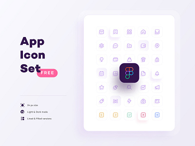FREE App Icon Set. Figma app figma flat free freebie icon icon pack icon set iconography identity illustration line outline png set simple sketch svg ui vector