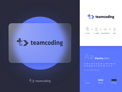 Teamcoding Logo Design blue branding code coding concept dark flat glass icon identity illustration it logo modern simple startup t logo tc team typography