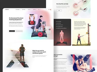 Sports equipment marketing website equipment fitness gradient graphic design gym home page identity illustration interactive interface landing page marketing modern redesign sport uiux web website workout