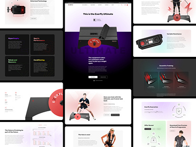 Sports equipment marketing website 3d equipment fitness flywheel gradient gym identity illustration interface modern motion graphics sport technology ui workout