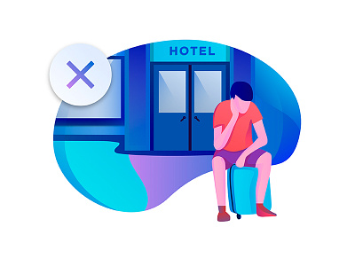 Booking Canceled booking branding canceled design gradient graphic design hotel hotel booking identity illustration man city modern person simple sketch web web design